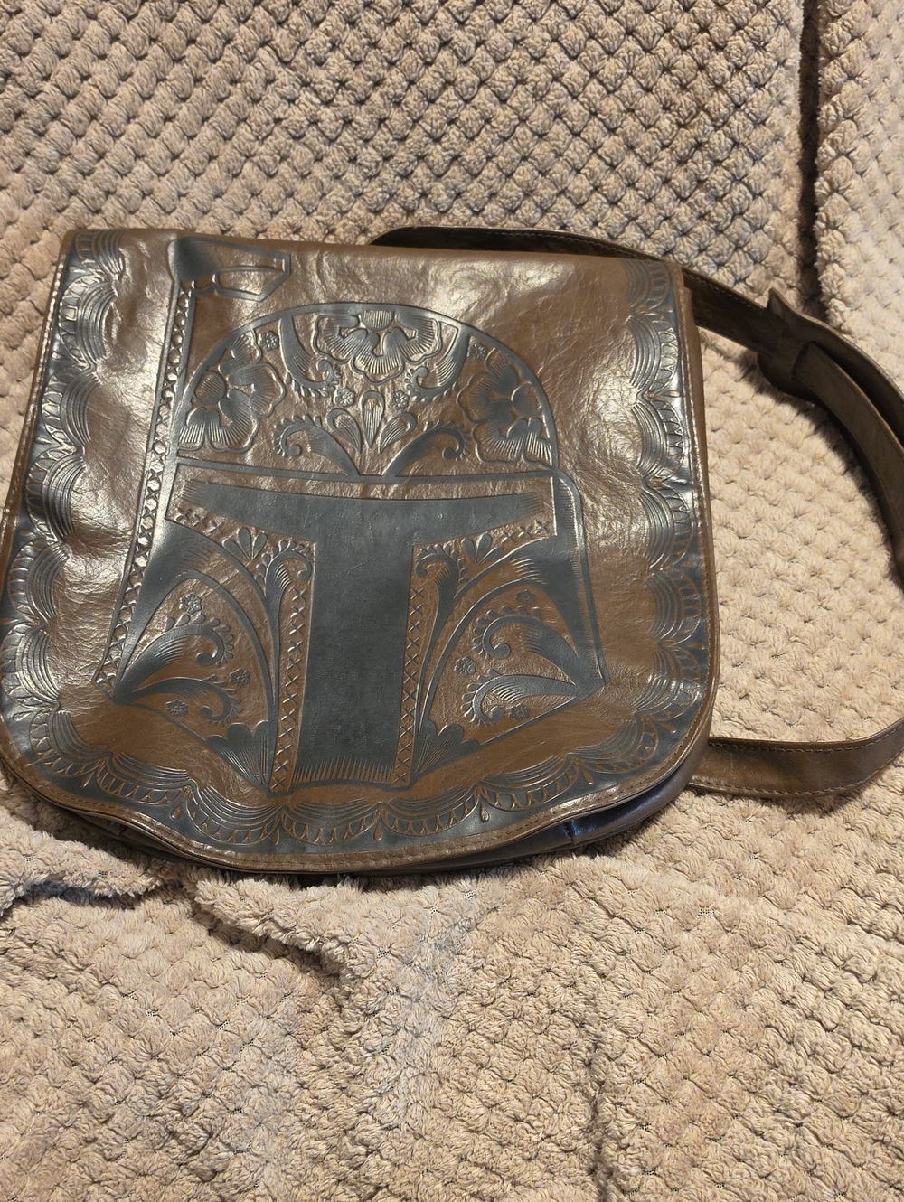 Loungefly Star Wars Brown Faux Leather Crossbody with Metal Logo Plate